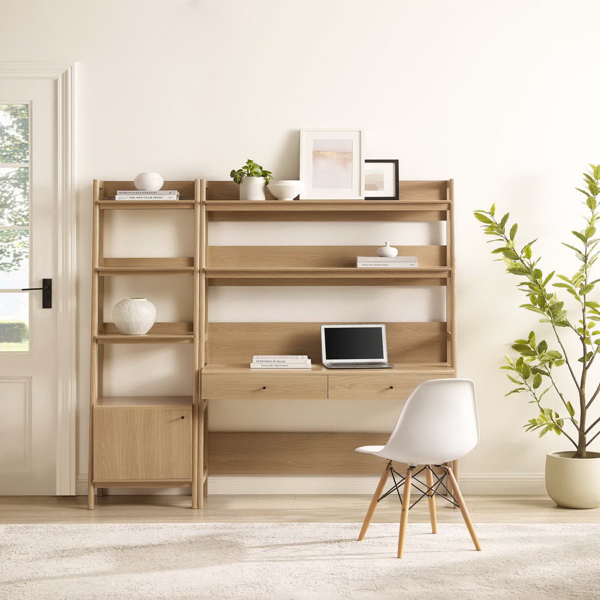 Bixby 2-Piece Wood Office Desk and Bookshelf - Oak (EEI-6111-OAK)