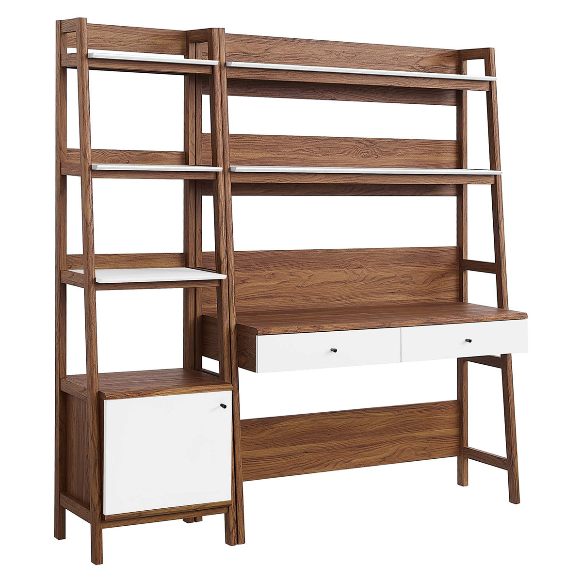 Bixby 2-Piece Wood Office Desk and Bookshelf - Walnut White (EEI-6111-WAL-WHI)