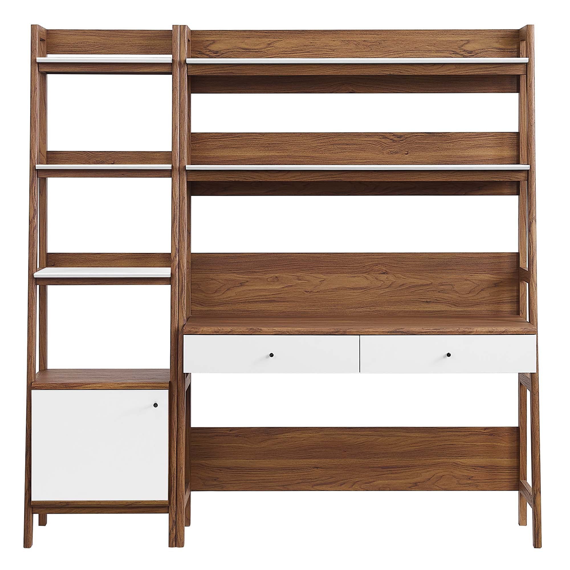 Bixby 2-Piece Wood Office Desk and Bookshelf - Walnut White (EEI-6111-WAL-WHI)
