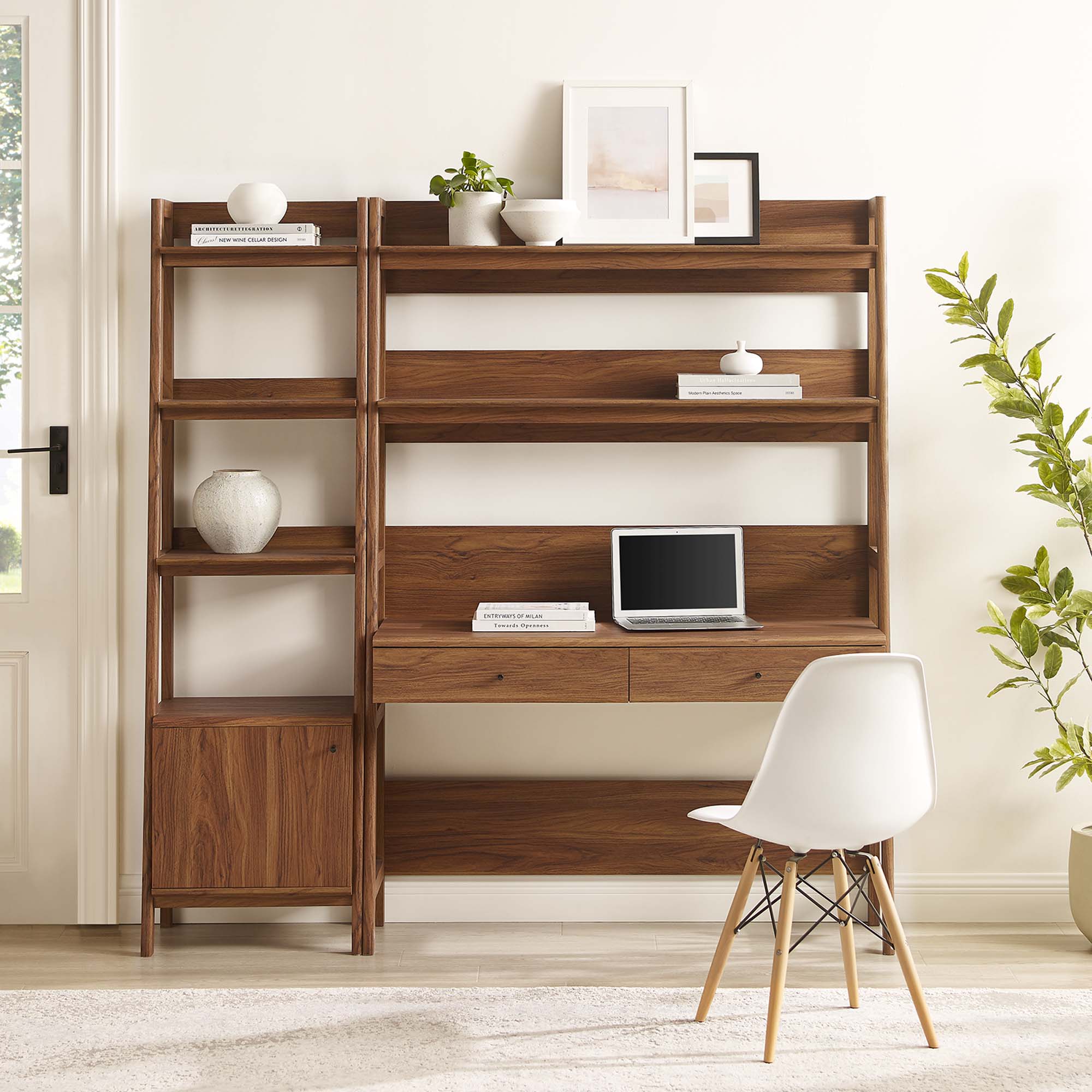 Bixby 2-Piece Wood Office Desk and Bookshelf - Walnut (EEI-6111-WAL)