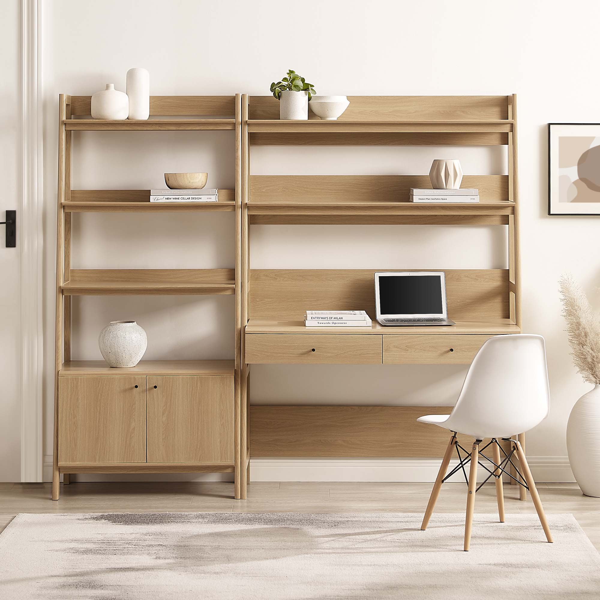 Bixby 2-Piece Wood Office Desk and Bookshelf - Oak (EEI-6112-OAK)