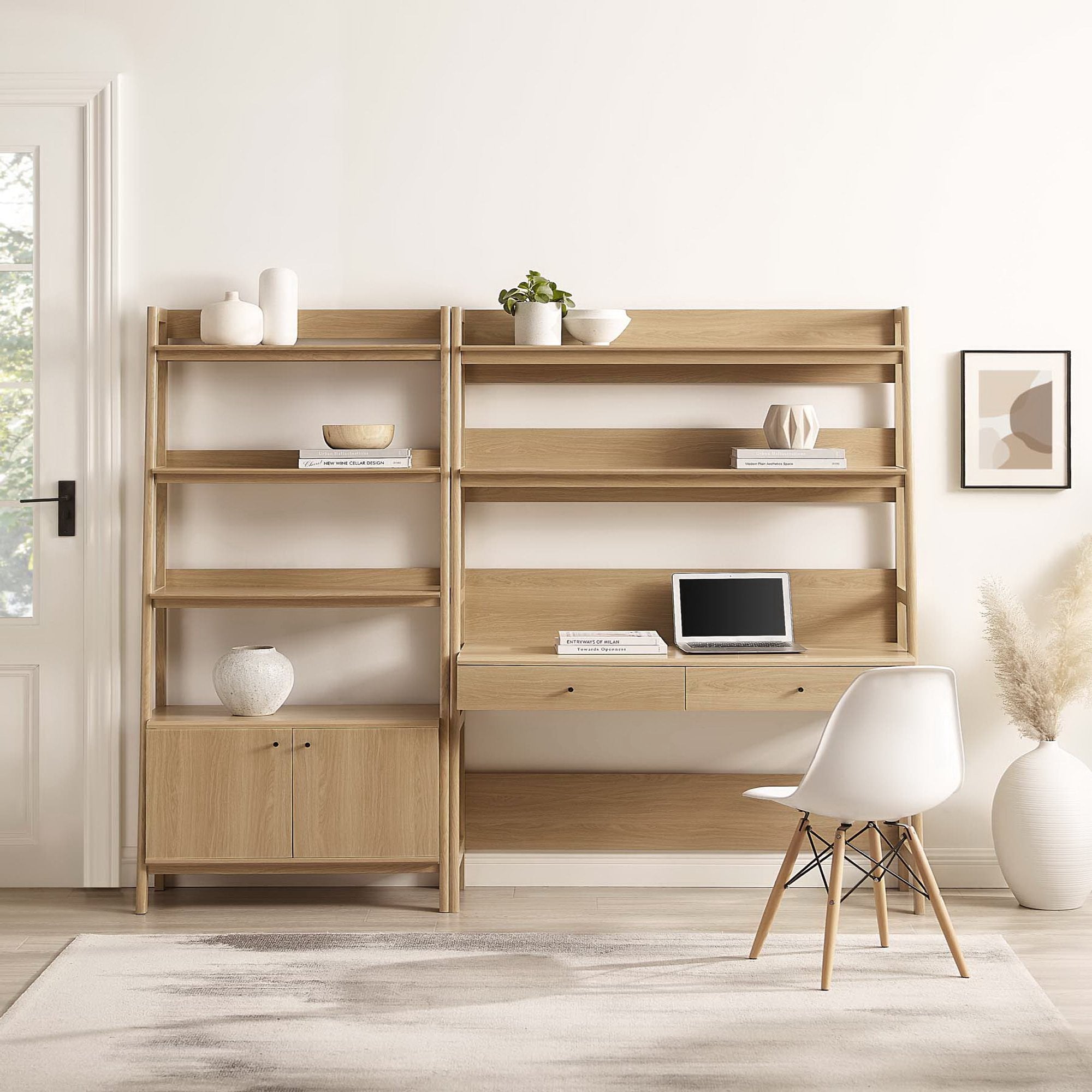 Bixby 2-Piece Wood Office Desk and Bookshelf - Oak (EEI-6112-OAK)