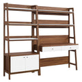 Bixby 2-Piece Wood Office Desk and Bookshelf - Walnut White (EEI-6112-WAL-WHI)