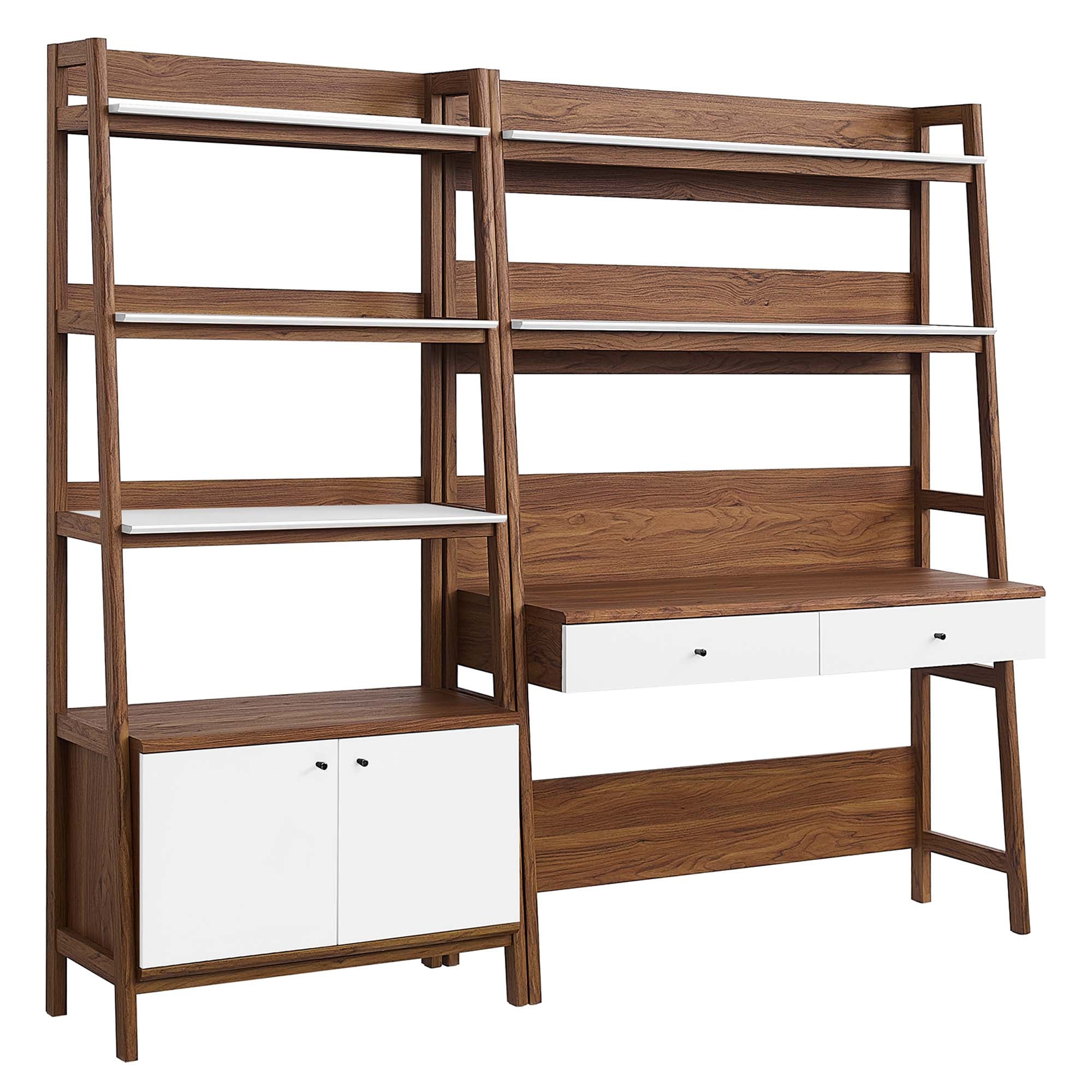 Bixby 2-Piece Wood Office Desk and Bookshelf - Walnut White (EEI-6112-WAL-WHI)