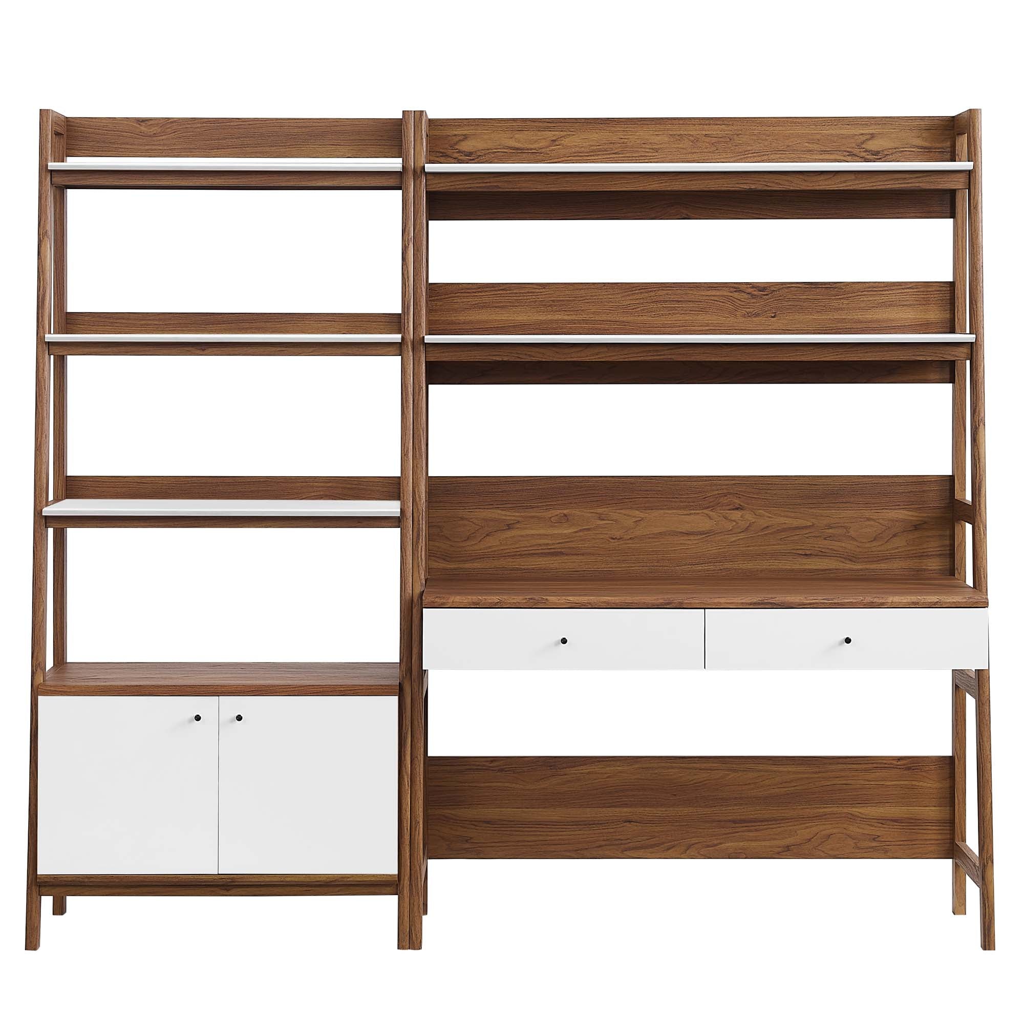 Bixby 2-Piece Wood Office Desk and Bookshelf - Walnut White (EEI-6112-WAL-WHI)