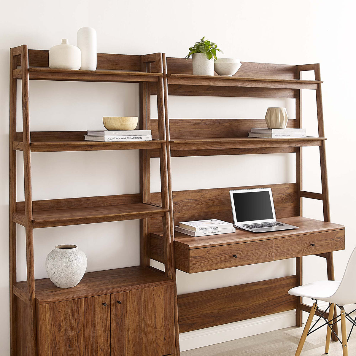Bixby 2-Piece Wood Office Desk and Bookshelf - Walnut (EEI-6112-WAL)