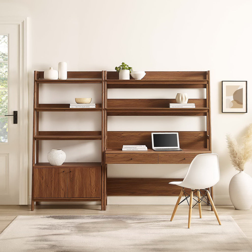 Bixby 2-Piece Wood Office Desk and Bookshelf - Walnut (EEI-6112-WAL)