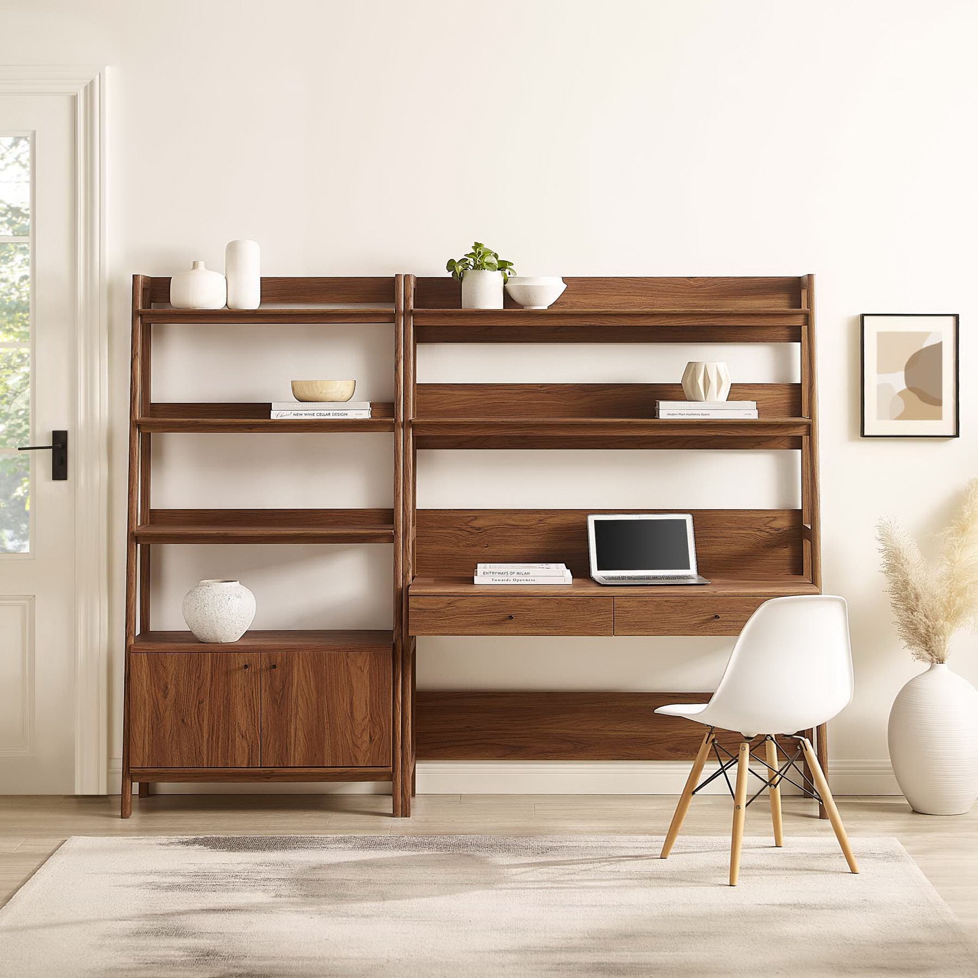 Bixby 2-Piece Wood Office Desk and Bookshelf - Walnut (EEI-6112-WAL)