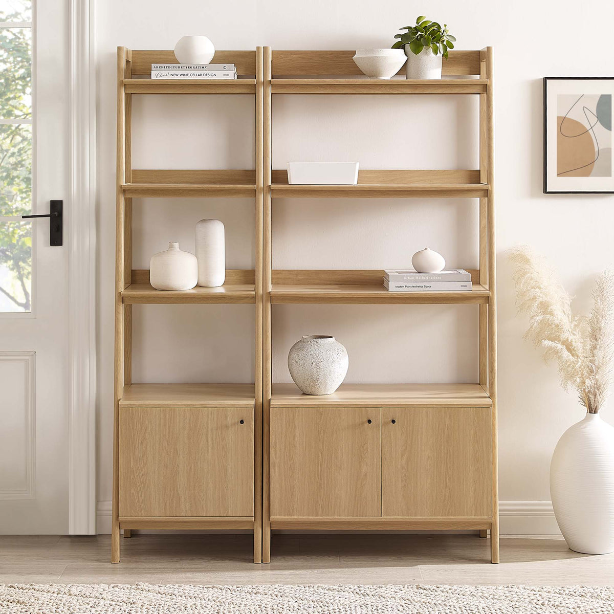 Bixby Wood Bookshelves Set of 2 - Oak