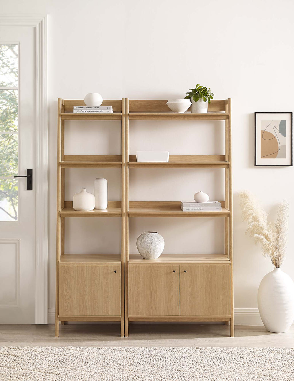 Bixby Wood Bookshelves Set of 2 - Oak