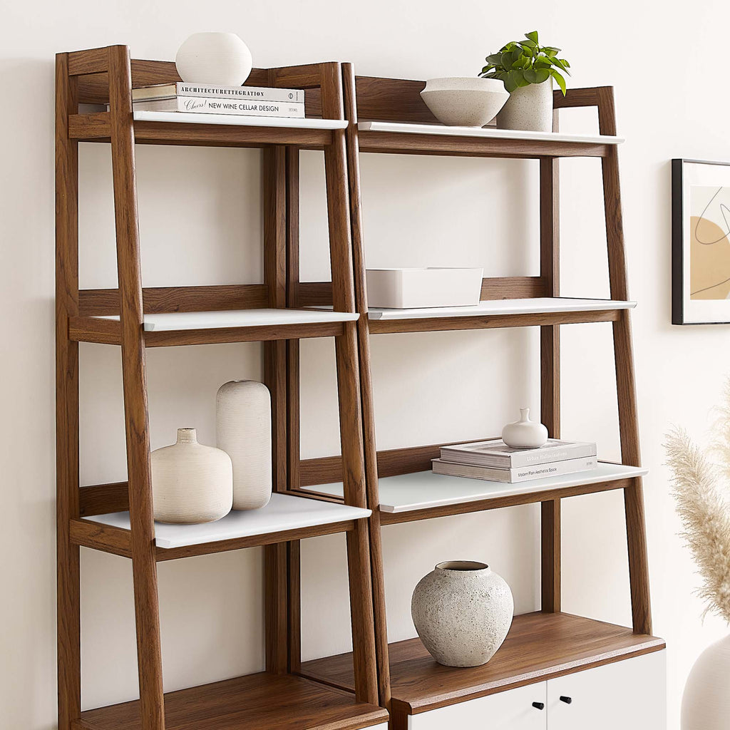 Bixby Wood Bookshelves Set of 2 - Walnut White