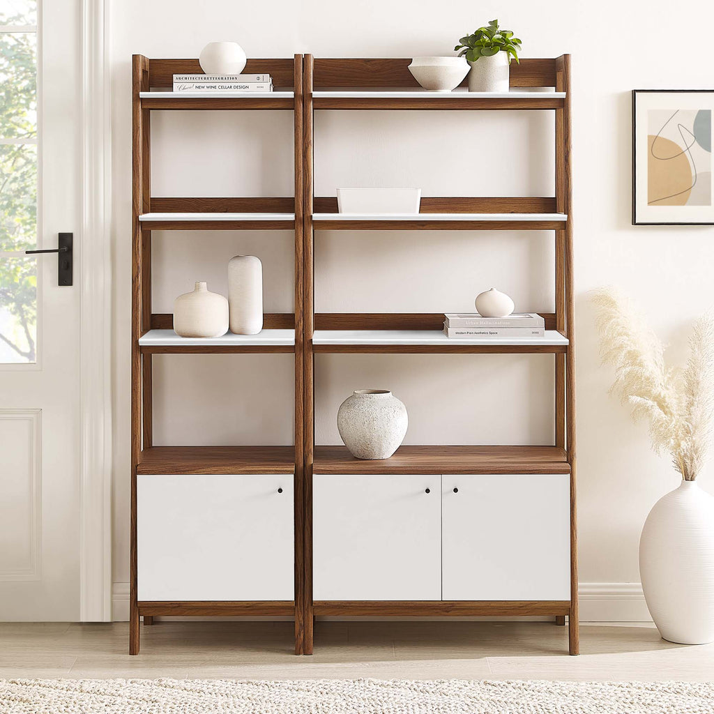 Bixby Wood Bookshelves Set of 2 - Walnut White