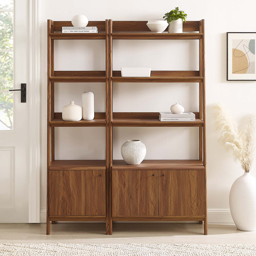 Bixby Wood Bookshelves Set of 2 - Walnut