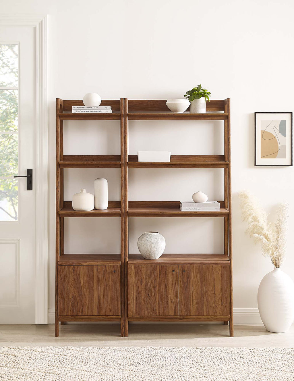 Bixby Wood Bookshelves Set of 2 - Walnut