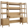 Bixby 3-Piece Wood Office Desk and Bookshelf - Oak (Bookshelf, 2 Desks)