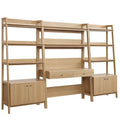 Bixby 3-Piece Wood Office Desk and Bookshelf - Oak (2 Bookshelfs, Desk)