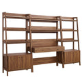 Bixby 3-Piece Wood Office Desk and Bookshelf - Walnut (2 Bookshelfs, Desk)