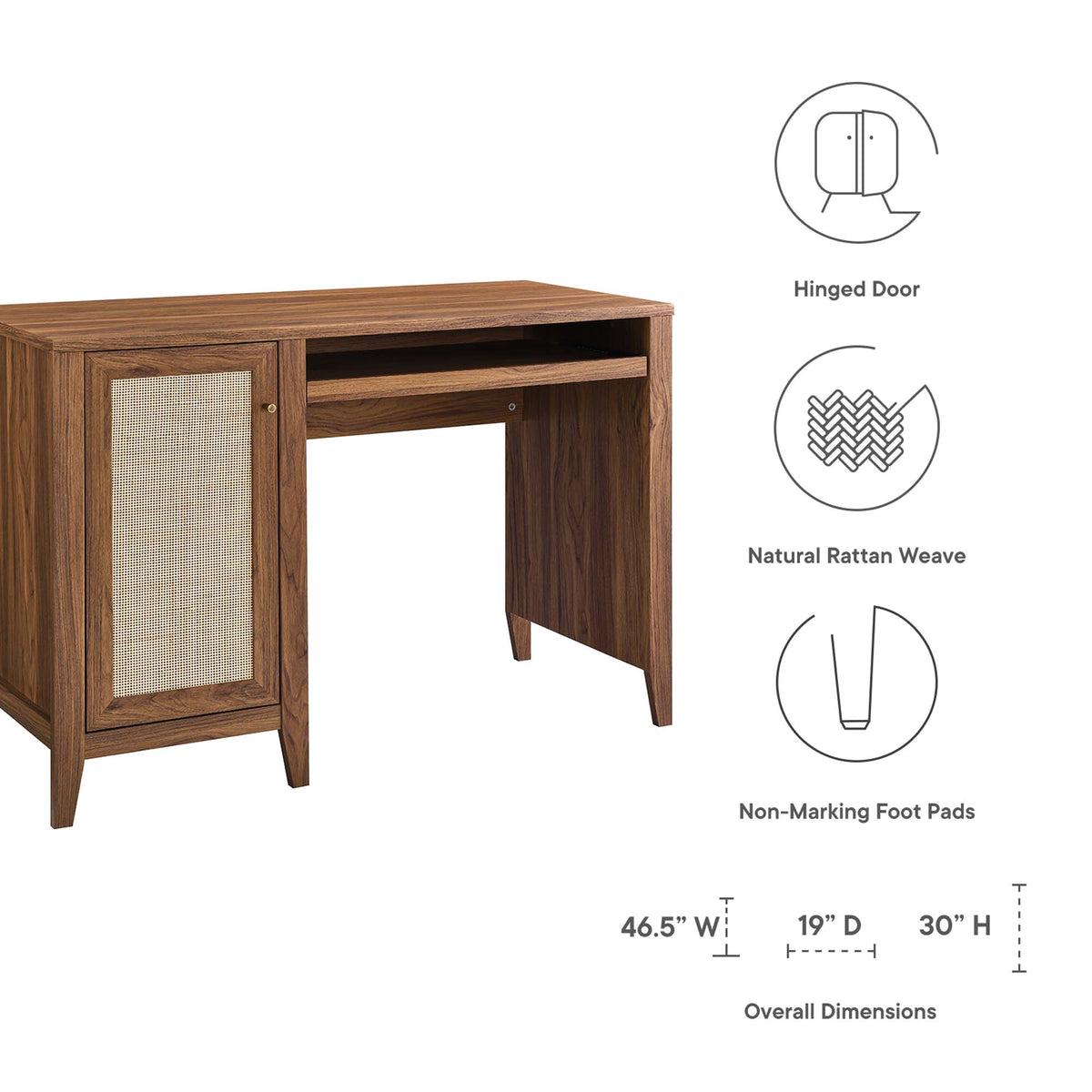 Soma 47" Office Desk - Walnut