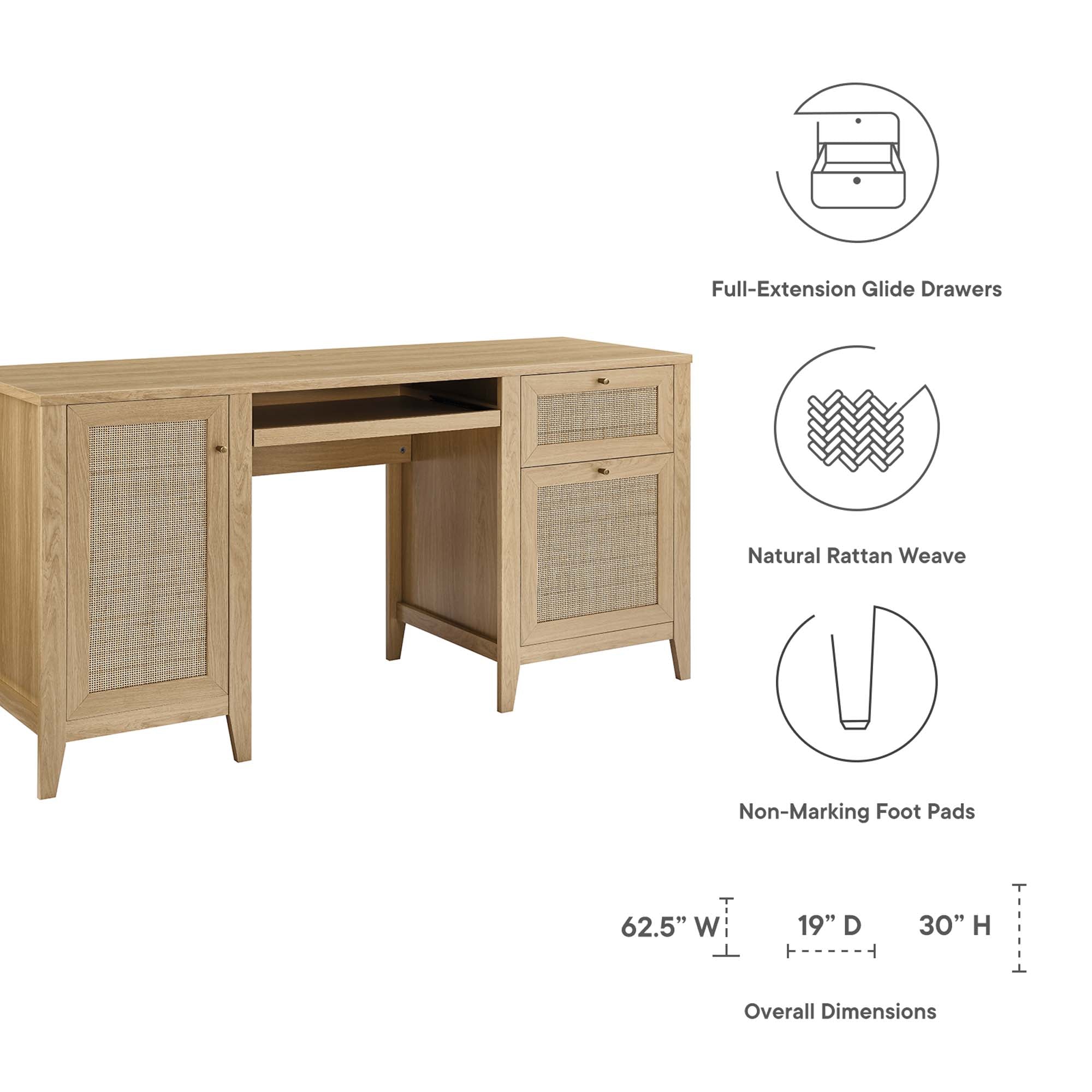 Soma 63" Office Desk - Oak