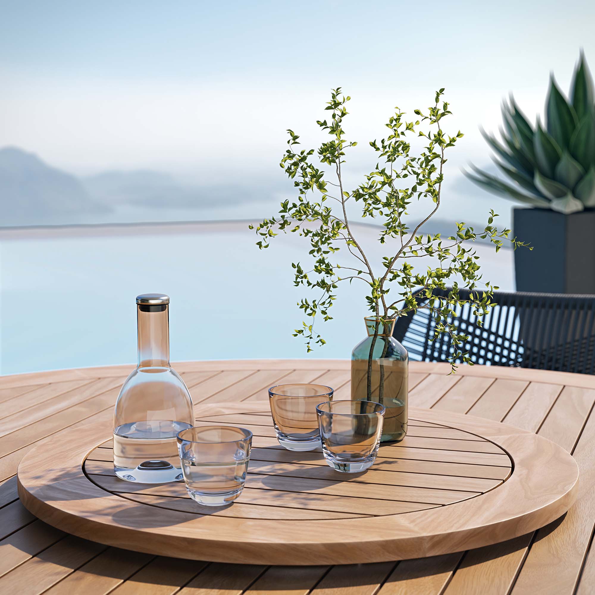 Wellspring 5-Piece Outdoor Patio Teak Wood Dining Set - Blue Graphite