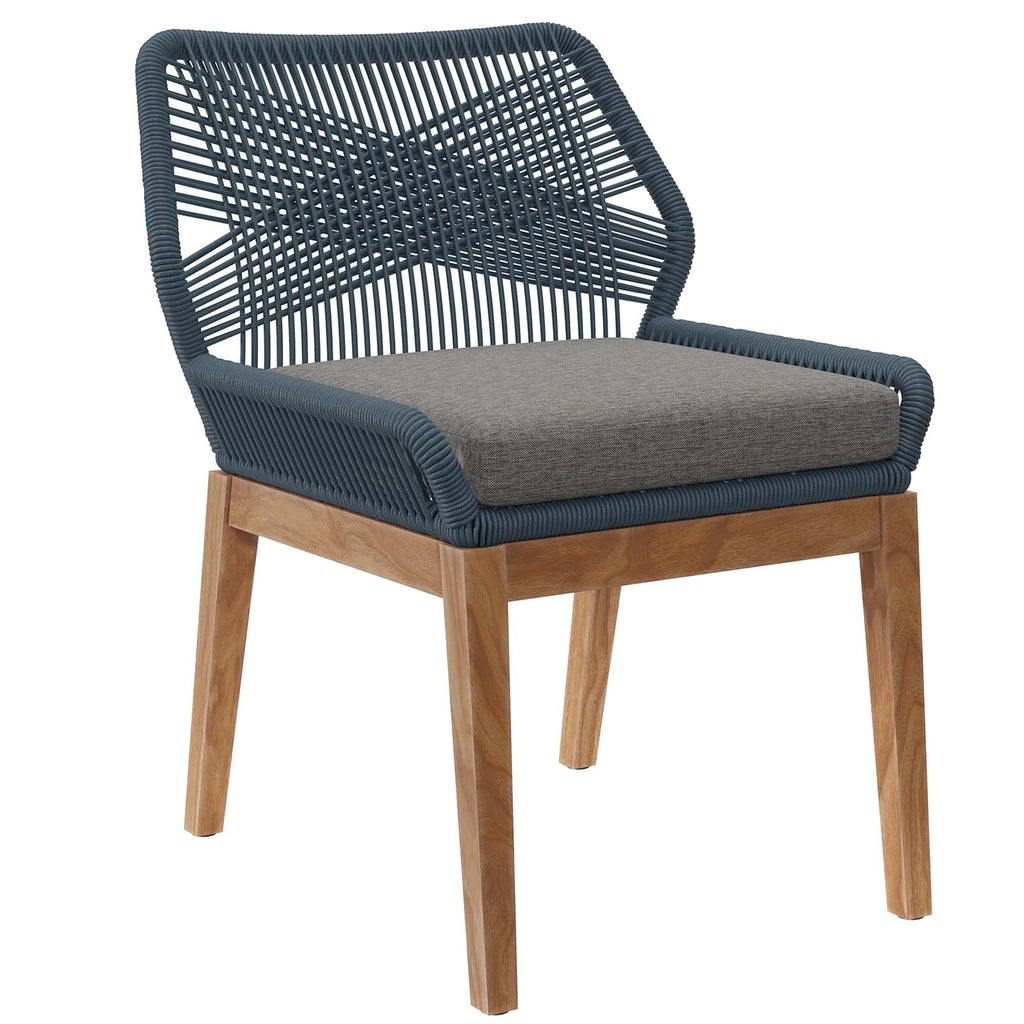 Wellspring 5-Piece Outdoor Patio Teak Wood Dining Set - Blue Graphite