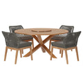 Wellspring 5-Piece Outdoor Patio Teak Wood Dining Set - Gray Graphite