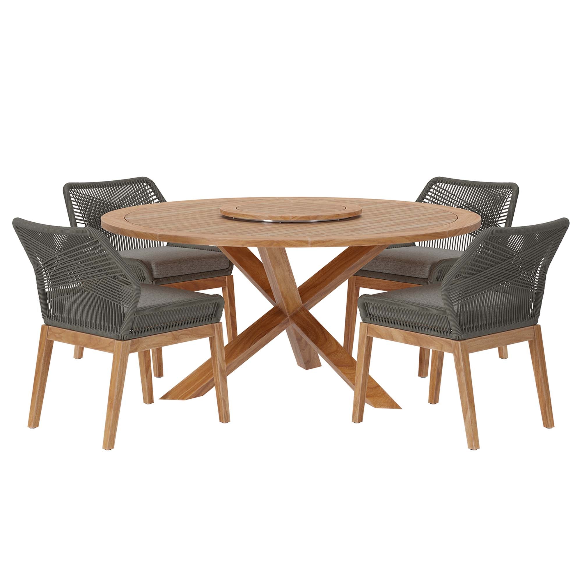 Wellspring 5-Piece Outdoor Patio Teak Wood Dining Set - Gray Graphite