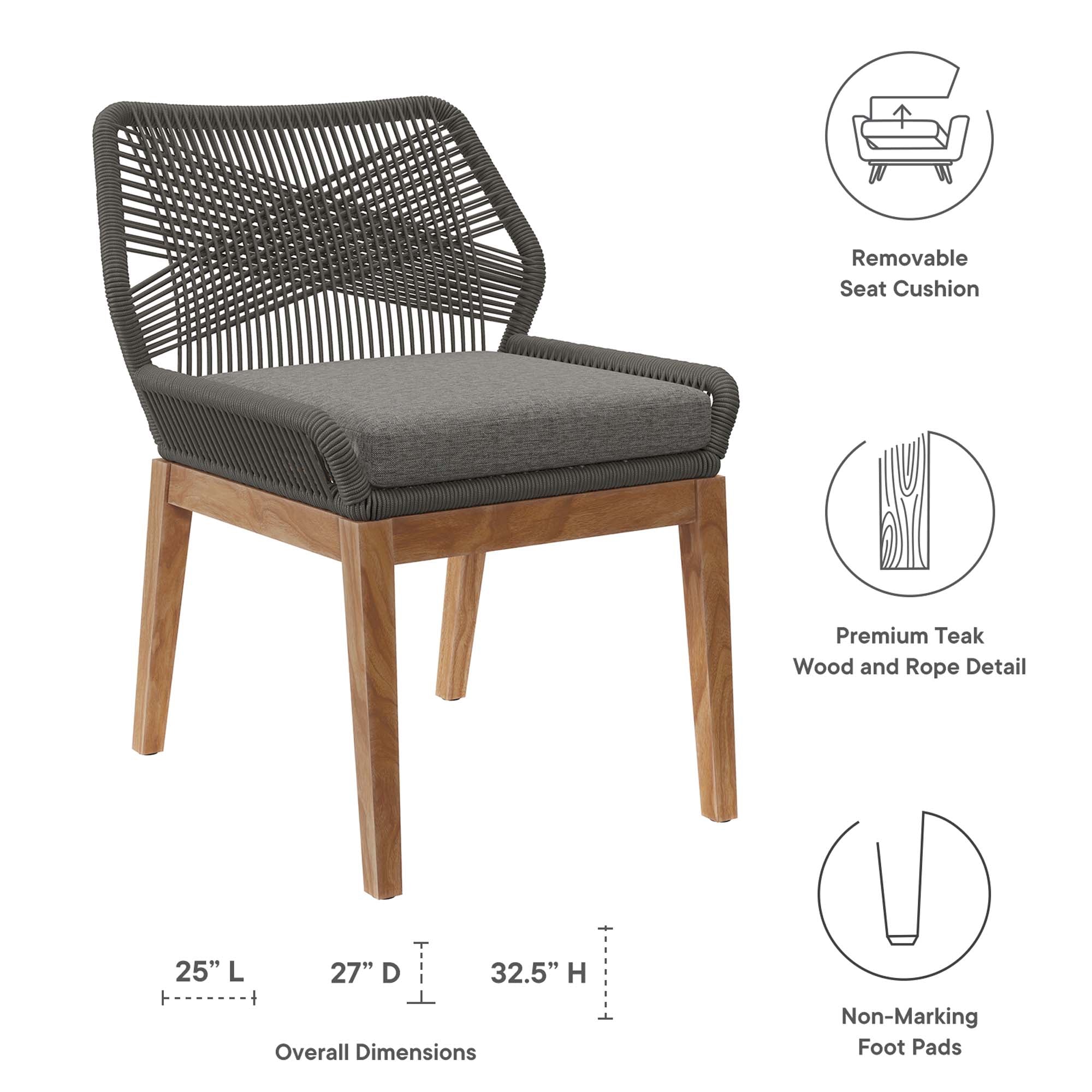Wellspring 5-Piece Outdoor Patio Teak Wood Dining Set - Gray Graphite