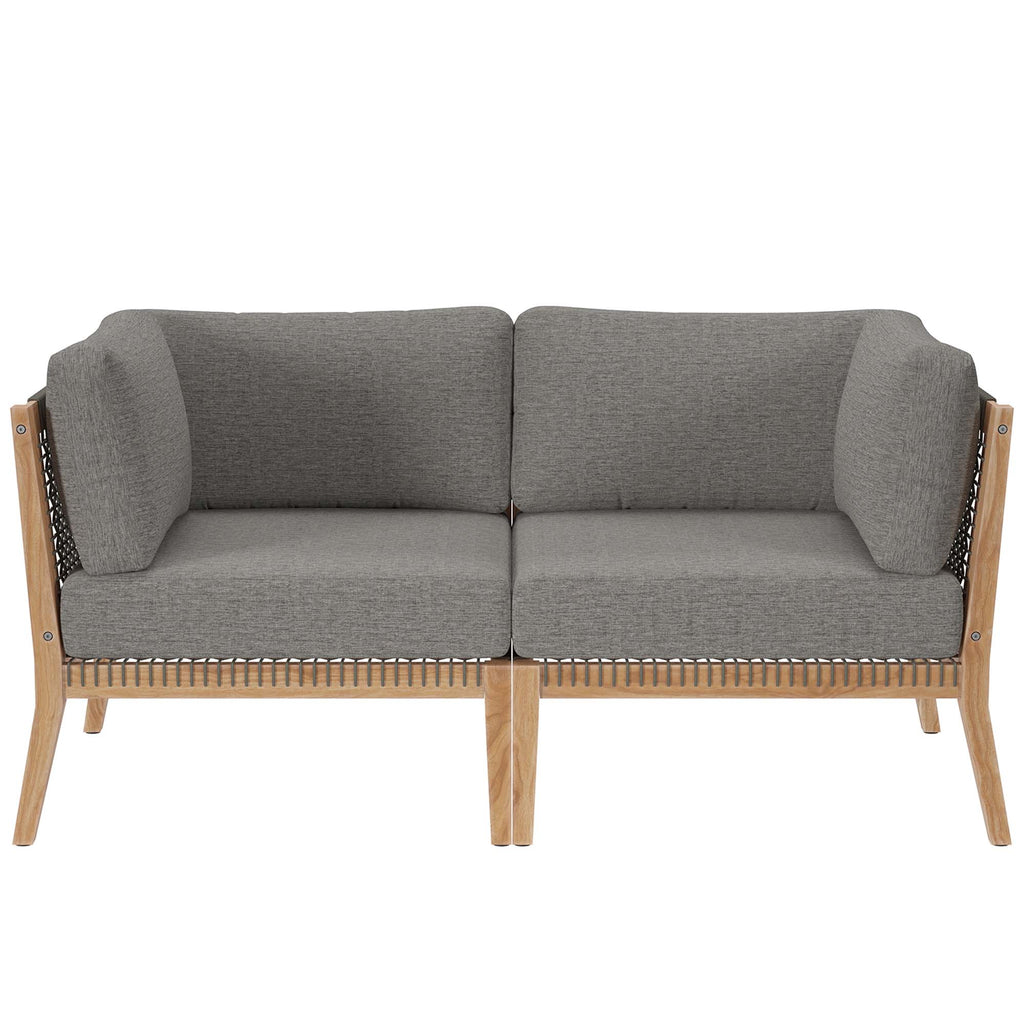 Clearwater Outdoor Patio Teak Wood Loveseat - Gray Graphite
