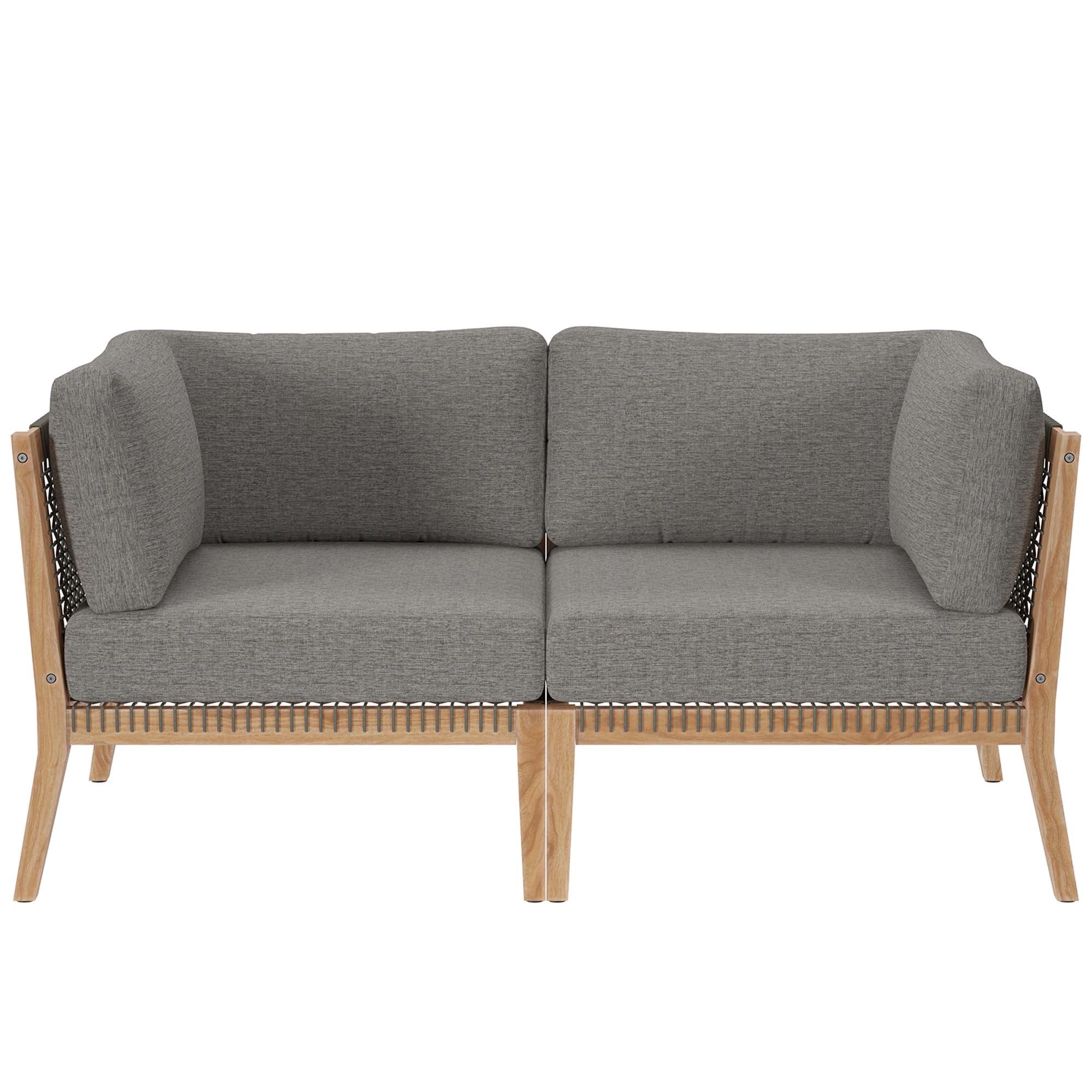 Clearwater Outdoor Patio Teak Wood Loveseat - Gray Graphite