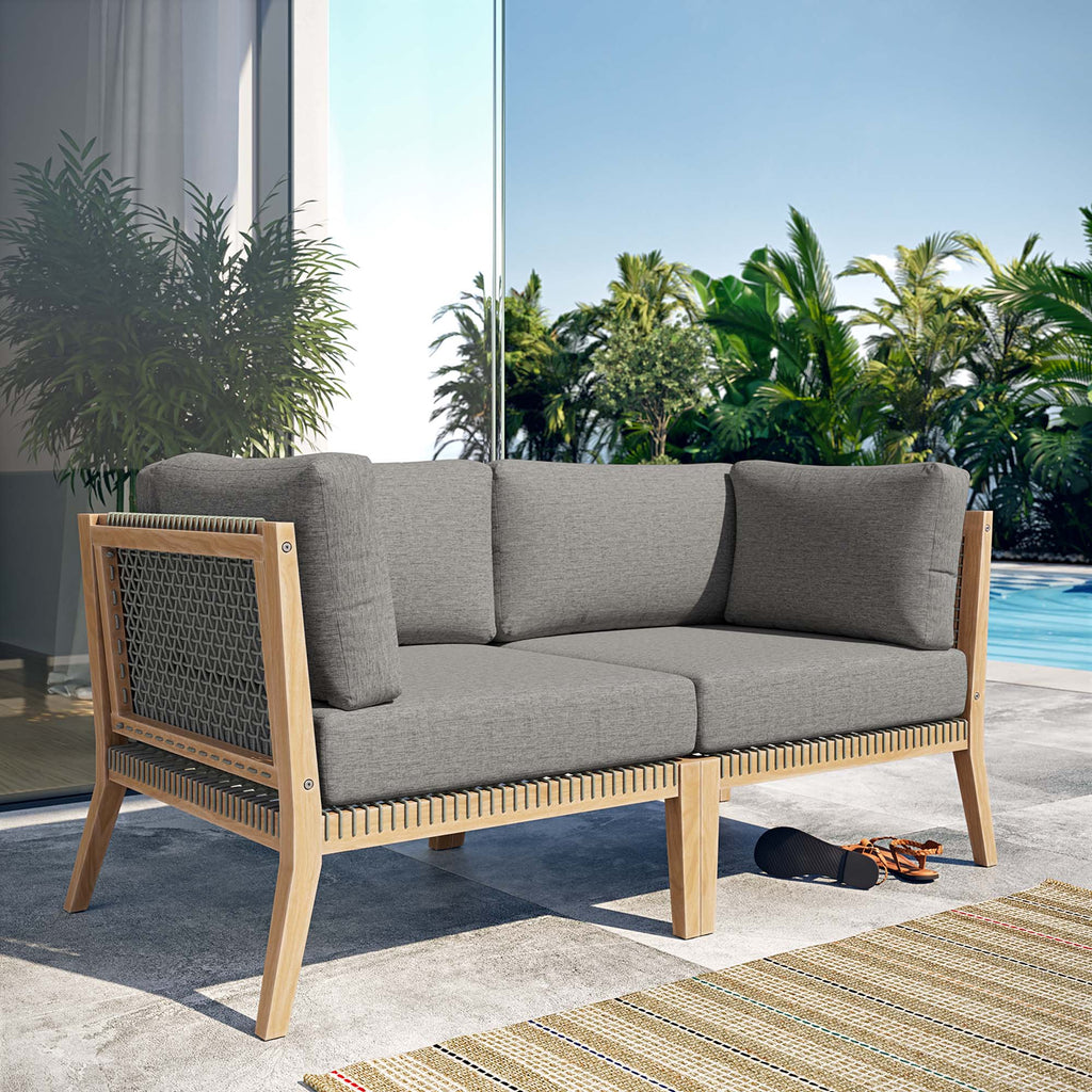Clearwater Outdoor Patio Teak Wood Loveseat - Gray Graphite