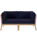 Clearwater Outdoor Patio Teak Wood Loveseat - Gray Navy