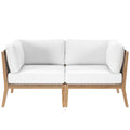Clearwater Outdoor Patio Teak Wood Loveseat - Gray White