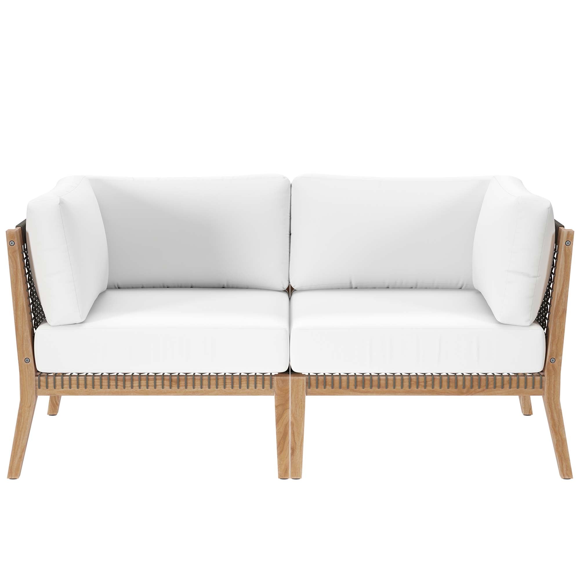 Clearwater Outdoor Patio Teak Wood Loveseat - Gray White
