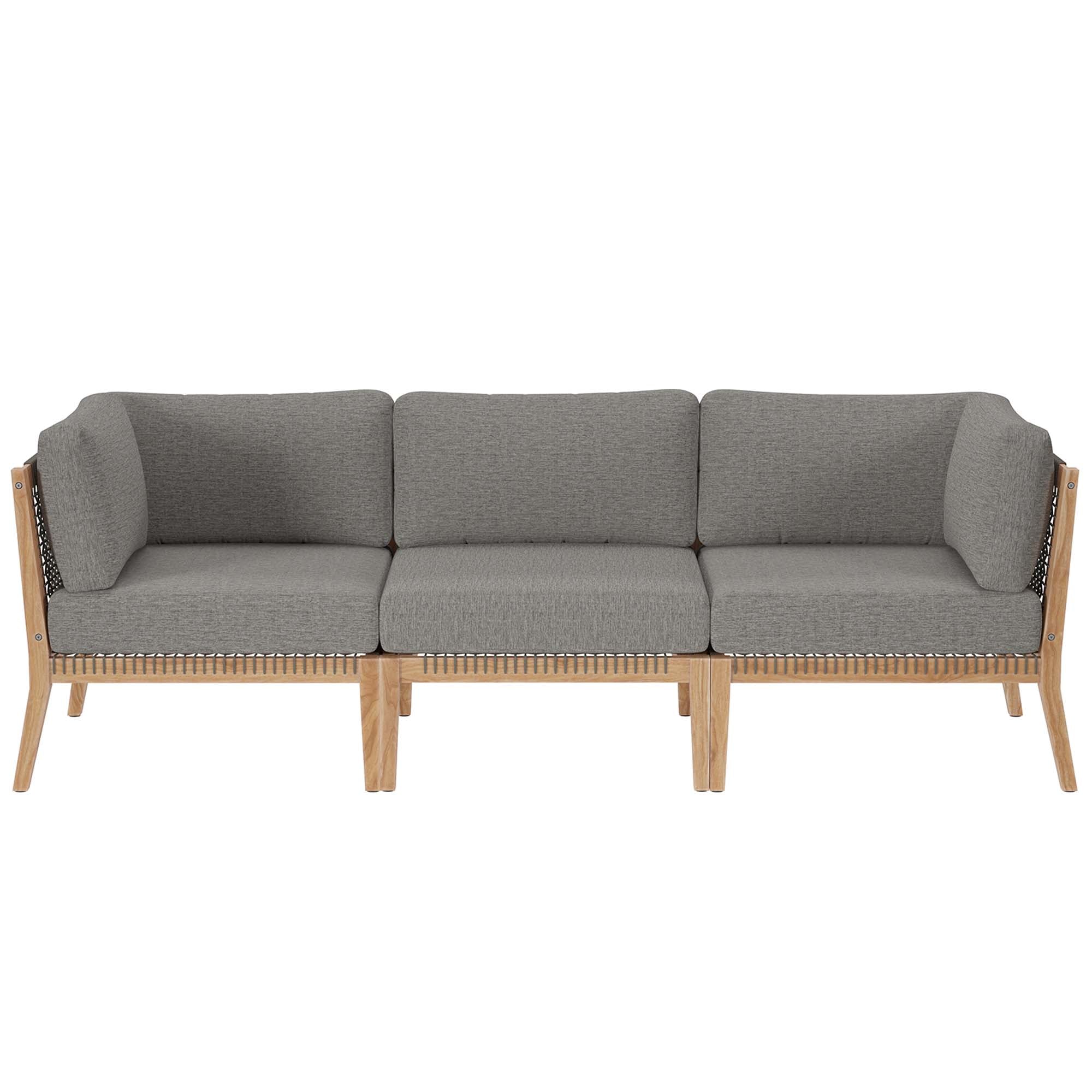 Clearwater Outdoor Patio Teak Wood Sofa - Gray Graphite