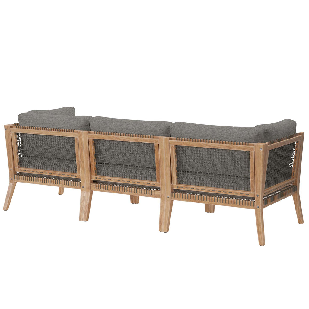 Clearwater Outdoor Patio Teak Wood Sofa - Gray Graphite