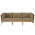 Clearwater Outdoor Patio Teak Wood Sofa - Gray Light Brown