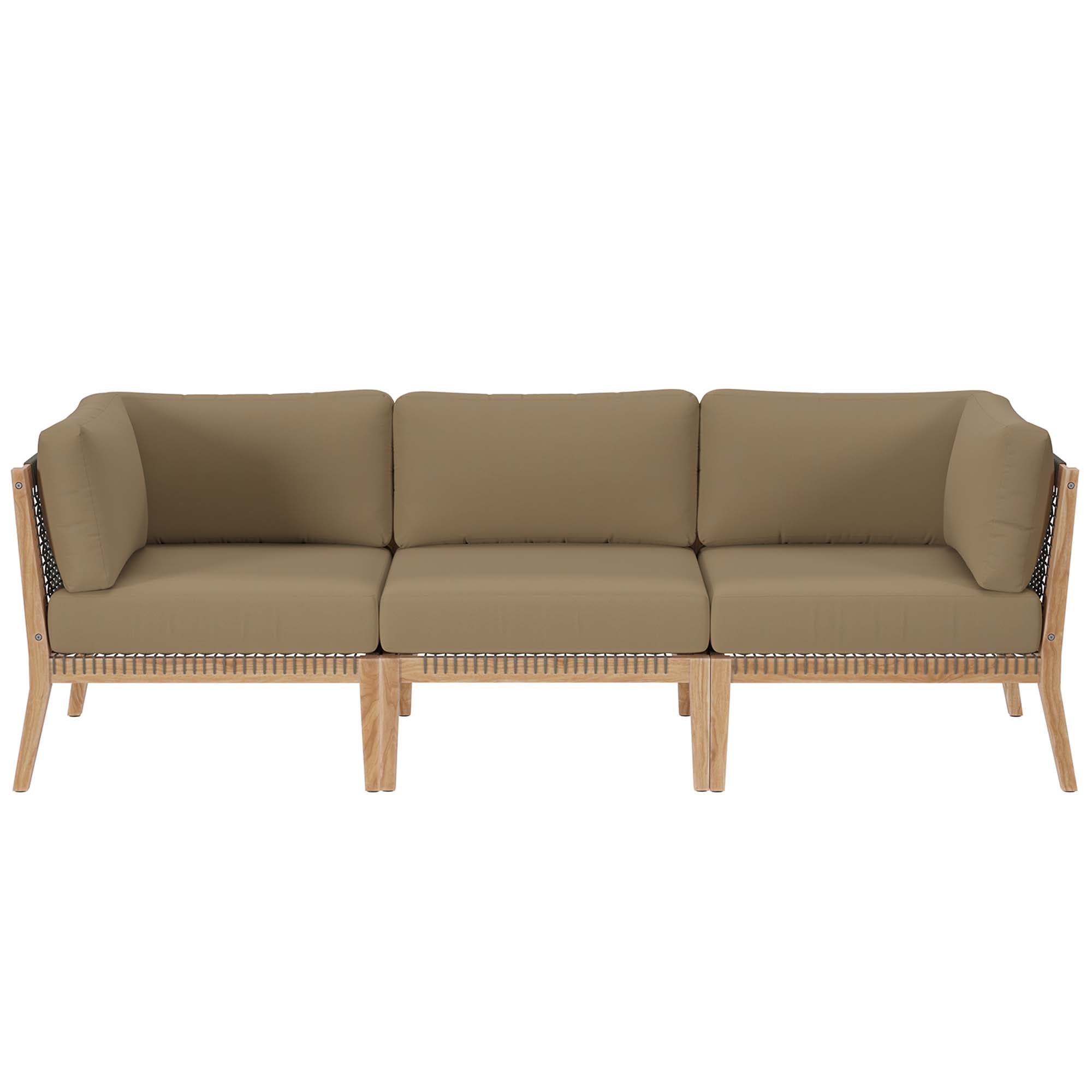 Clearwater Outdoor Patio Teak Wood Sofa - Gray Light Brown