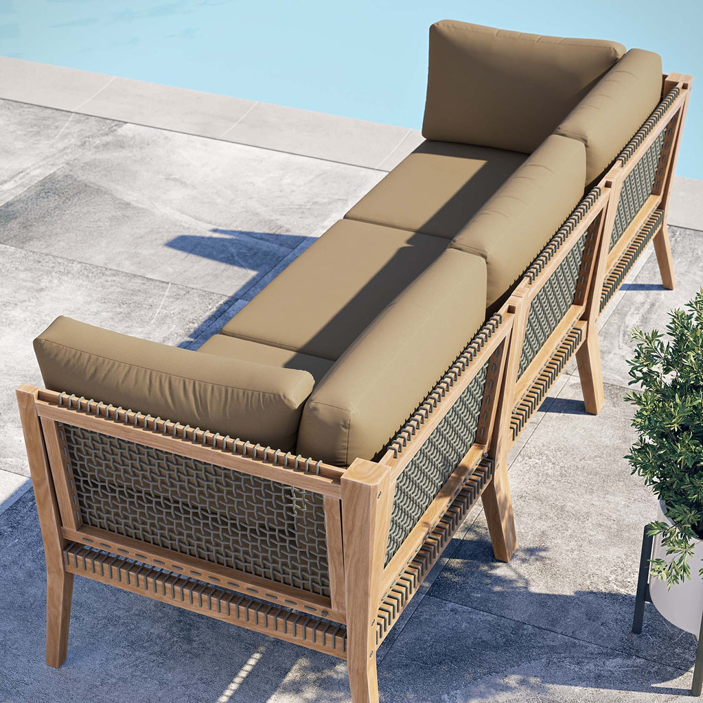 Clearwater Outdoor Patio Teak Wood Sofa - Gray Light Brown