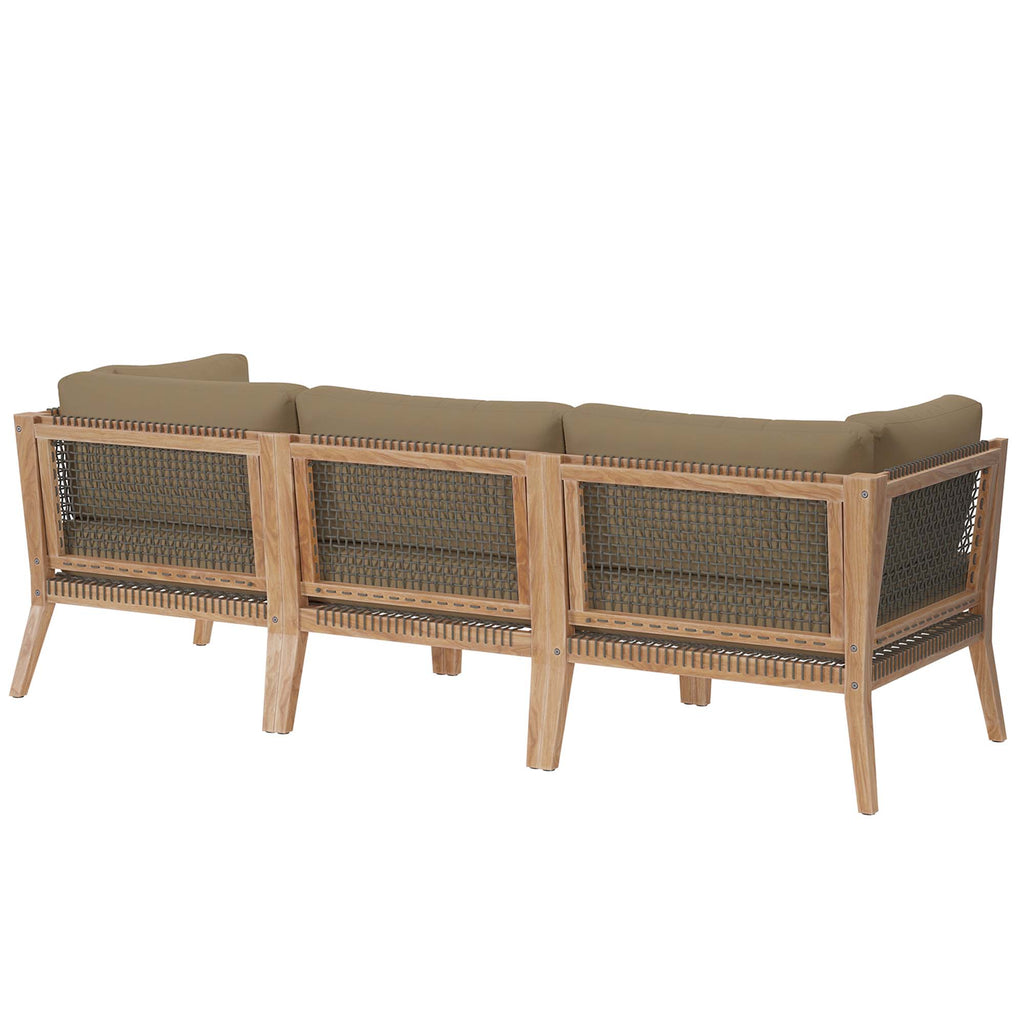 Clearwater Outdoor Patio Teak Wood Sofa - Gray Light Brown