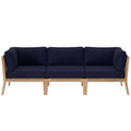 Clearwater Outdoor Patio Teak Wood Sofa - Gray Navy