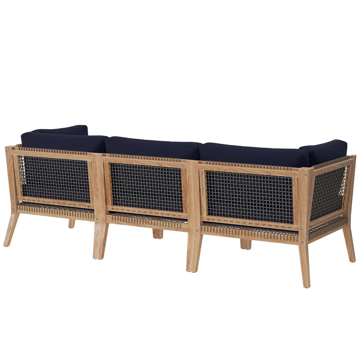 Clearwater Outdoor Patio Teak Wood Sofa - Gray Navy