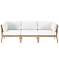Clearwater Outdoor Patio Teak Wood Sofa - Gray White