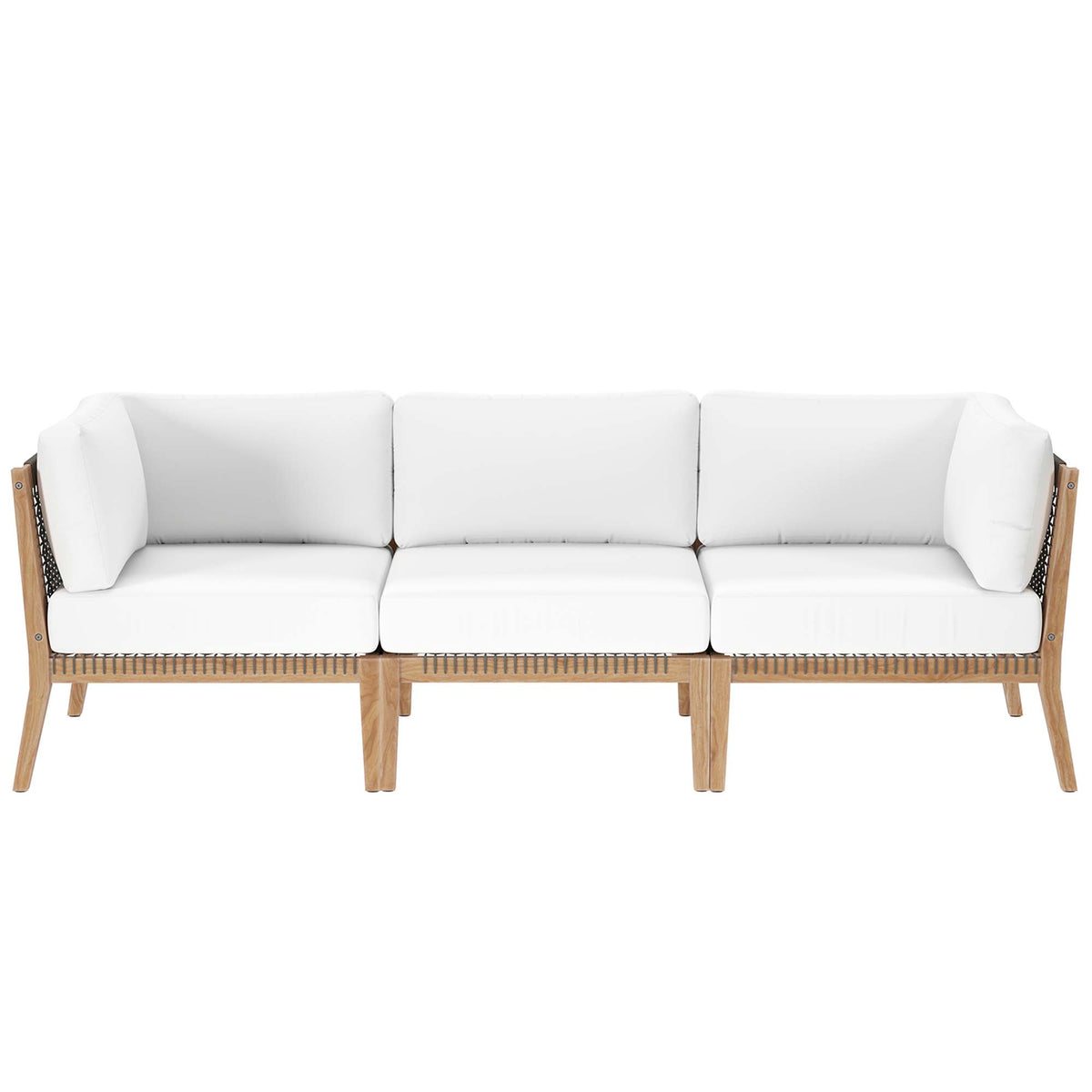 Clearwater Outdoor Patio Teak Wood Sofa - Gray White