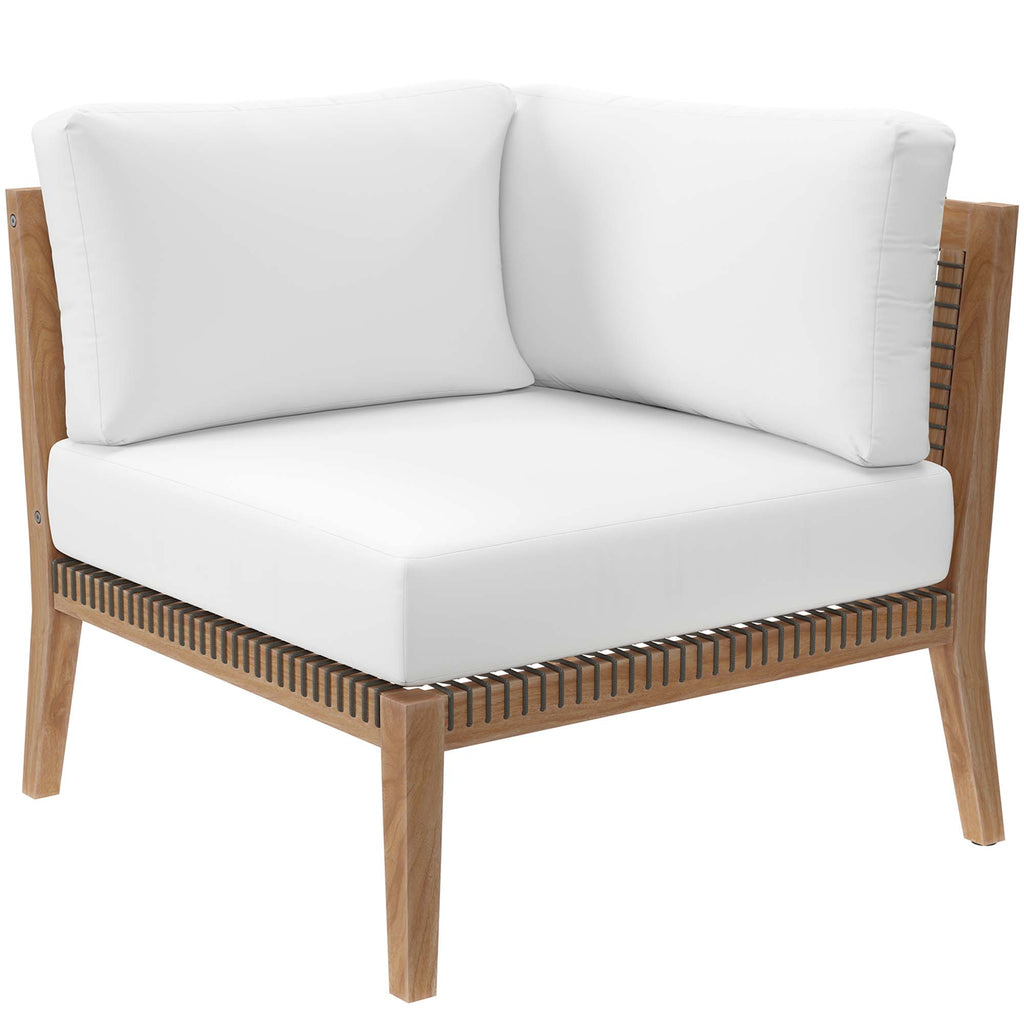 Clearwater Outdoor Patio Teak Wood Sofa - Gray White