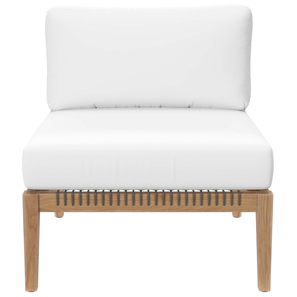 Clearwater Outdoor Patio Teak Wood Sofa - Gray White