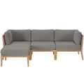 Clearwater 4-Piece Outdoor Patio Teak Wood Sectional Sofa - Gray Graphite