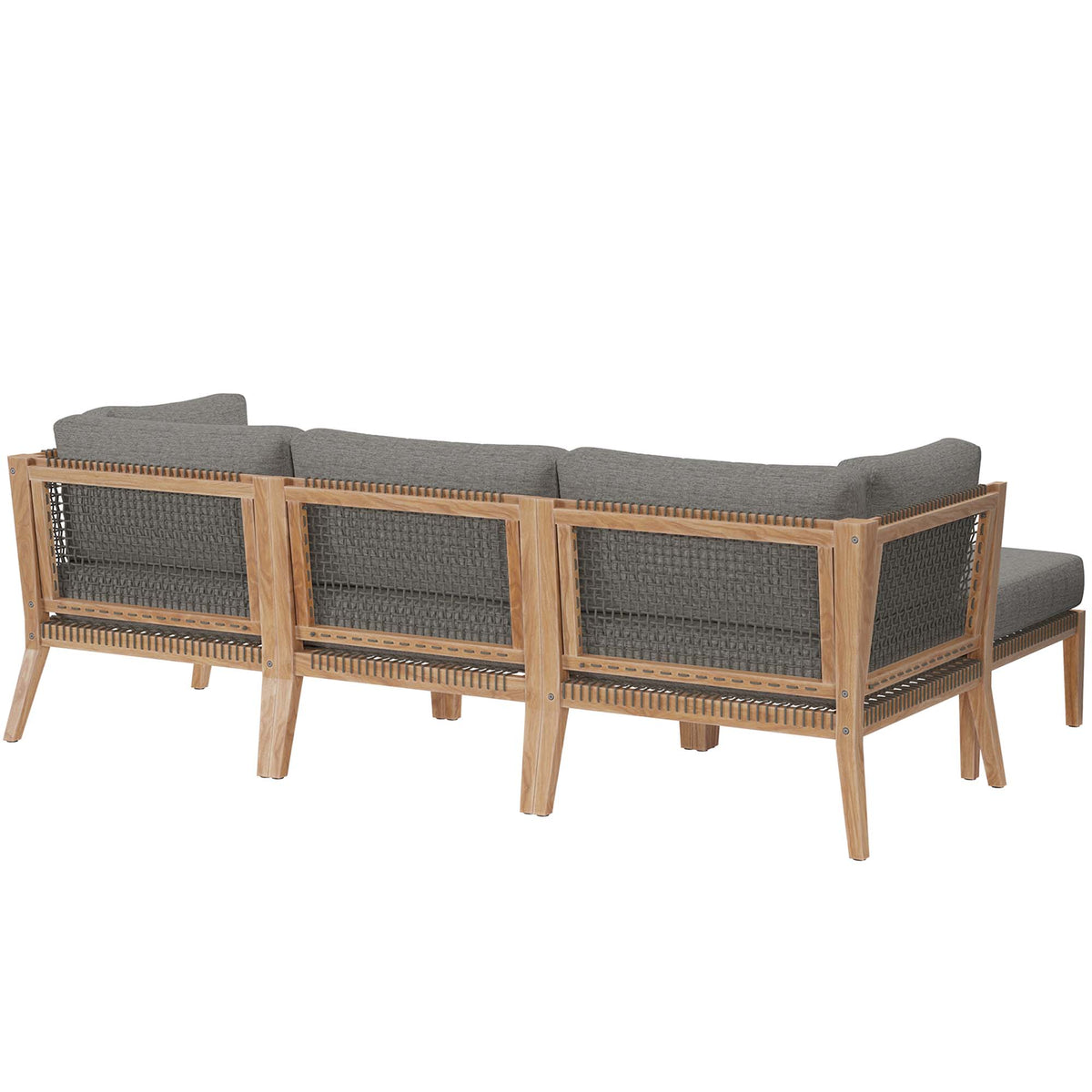 Clearwater 4-Piece Outdoor Patio Teak Wood Sectional Sofa - Gray Graphite