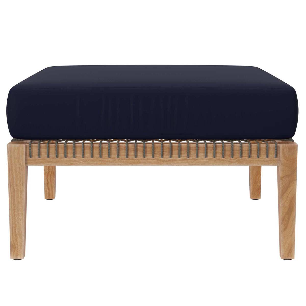 Clearwater 4-Piece Outdoor Patio Teak Wood Sectional Sofa - Gray Navy