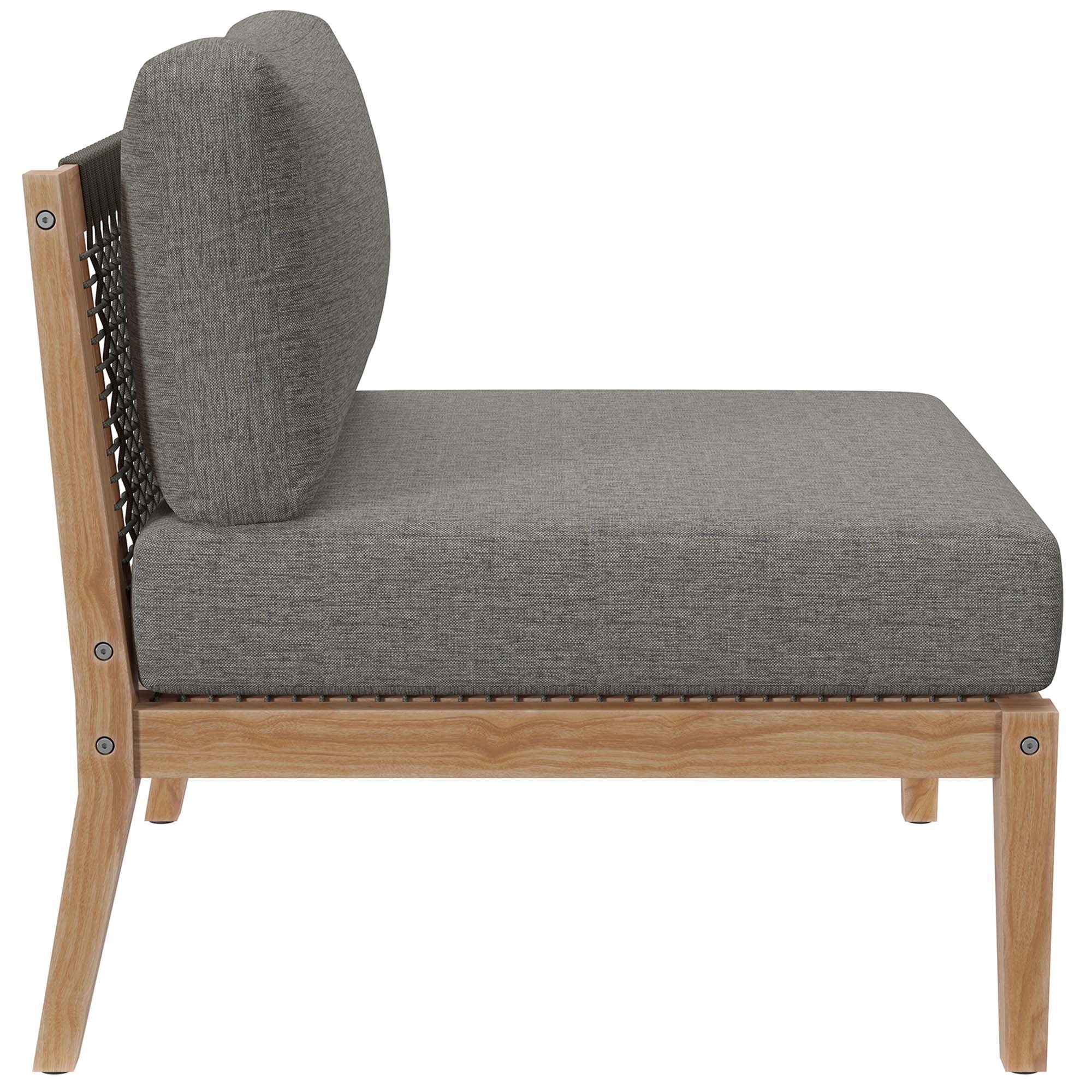 Clearwater 6-Piece Outdoor Patio Teak Wood Sectional Sofa - Gray Graphite (2 Armless Chairs, 2 Corner Chairs, 2 Ottomans)